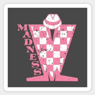 Madness Vintage Checkerboard Pink & White Sticker